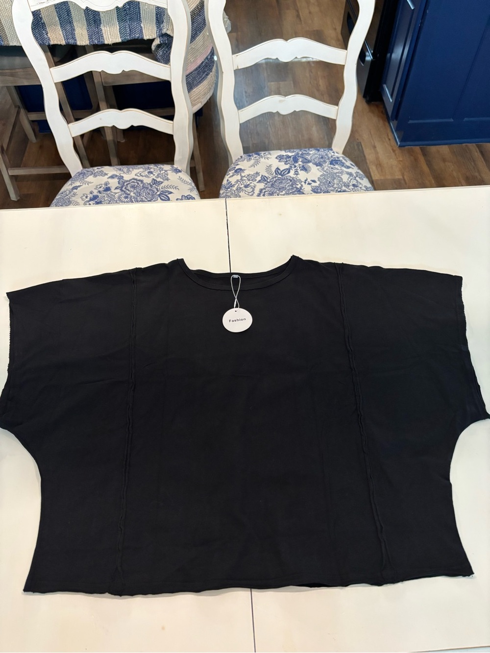 Black Wide Boxy Women's Top